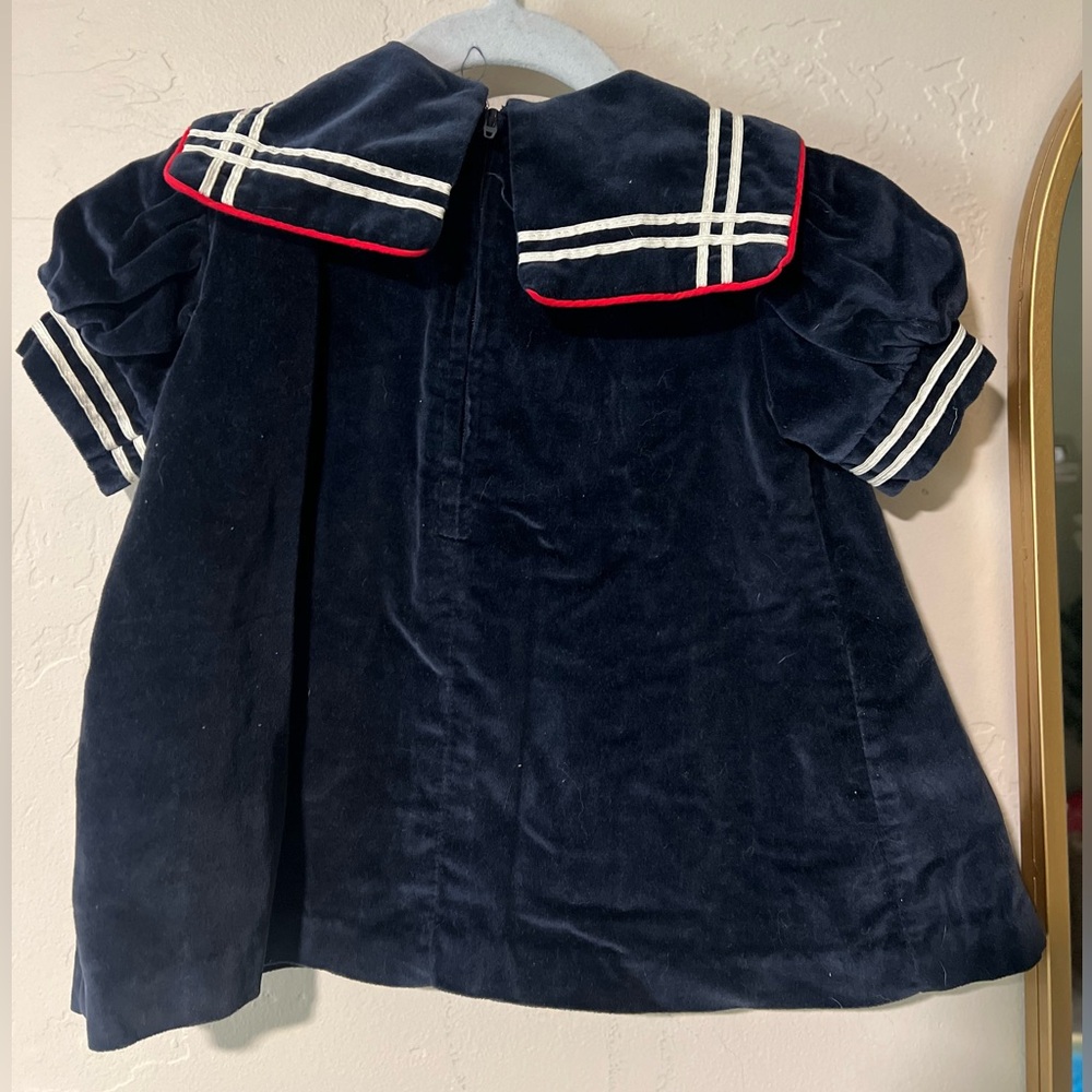Vintage Navy Blue Sailor Dress with Red Trim Size 12m Made in the USA - Picture 5 of 9